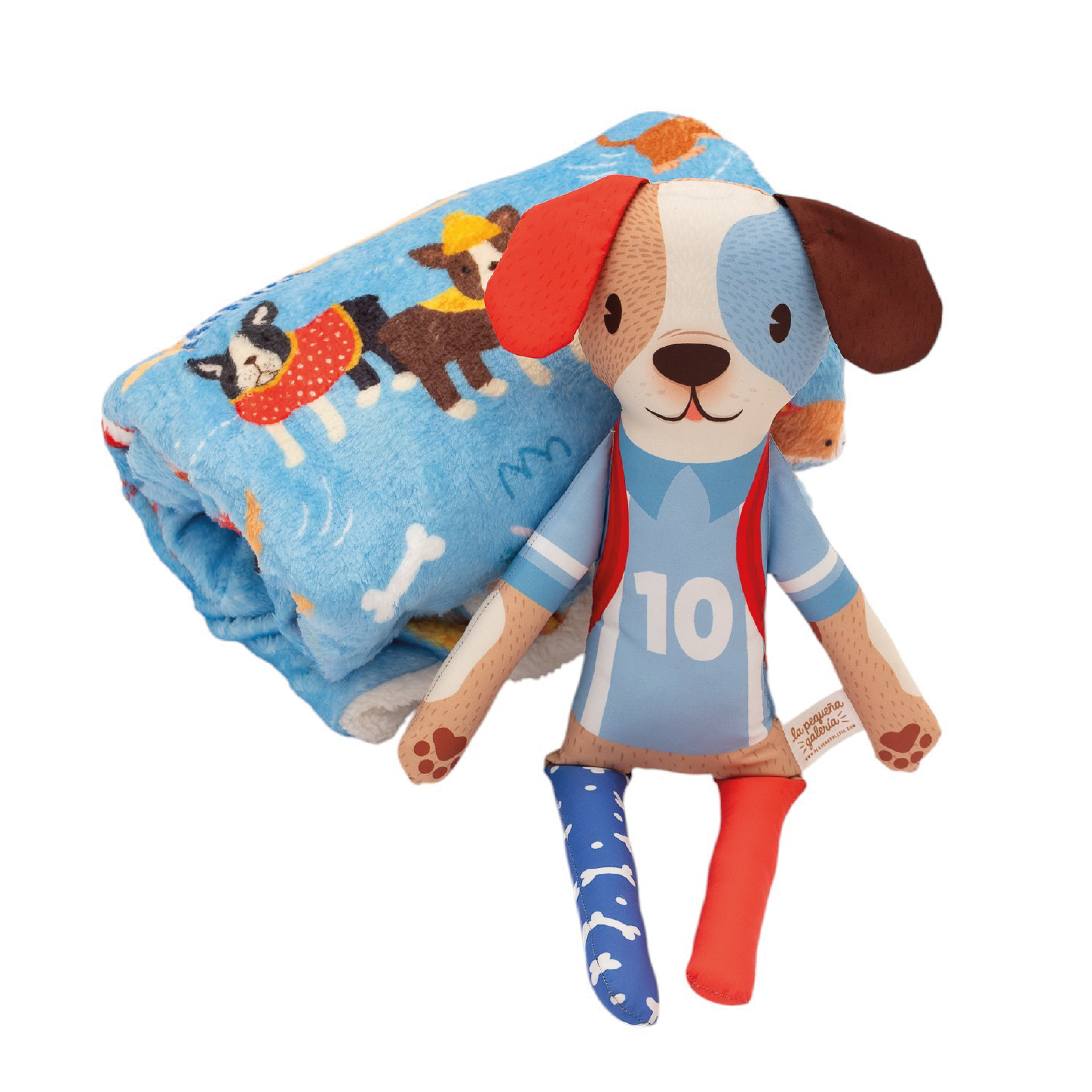 Combo Cobija Bebé Perritos + Peluche Toby