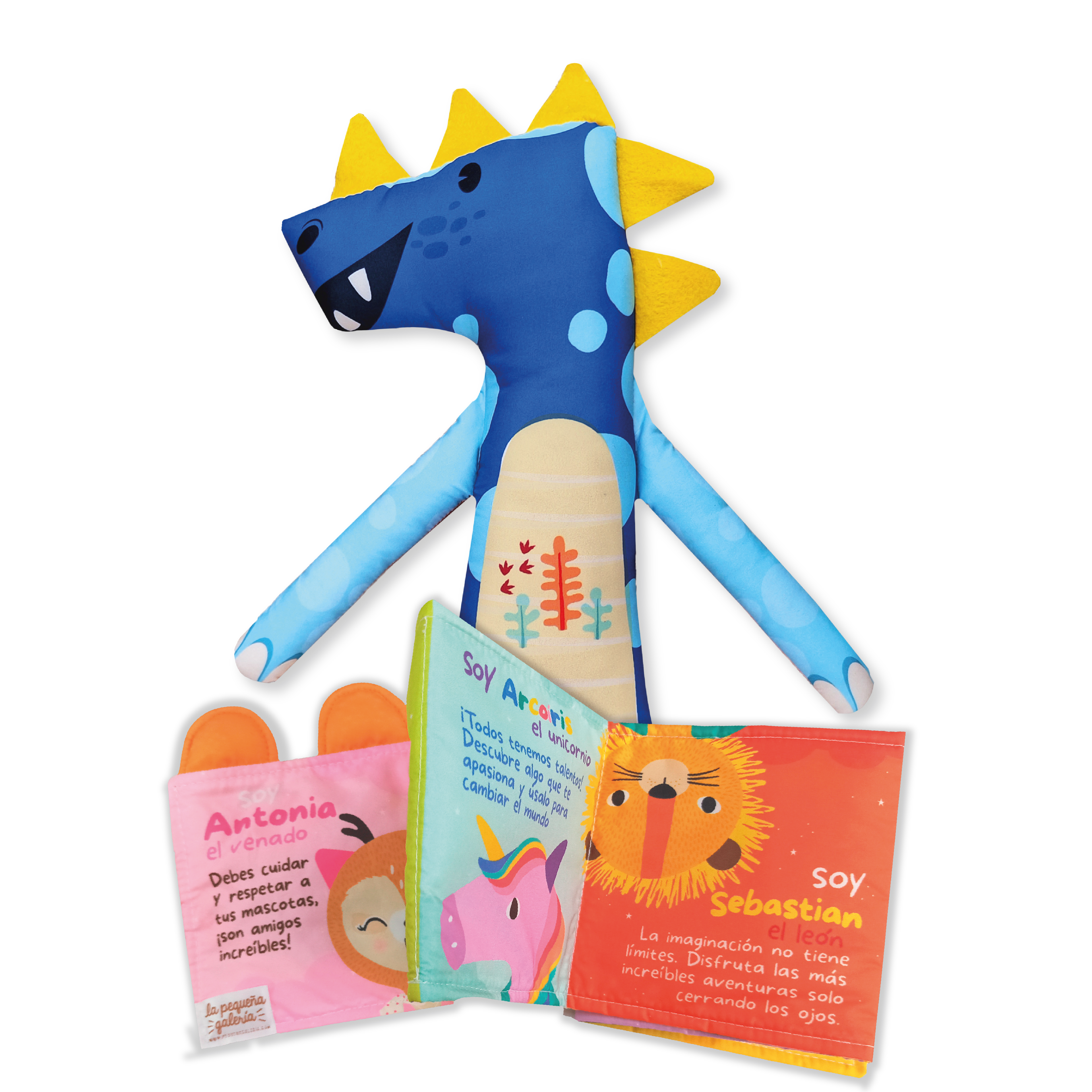 Combo libro de tela + Peluche Saurus