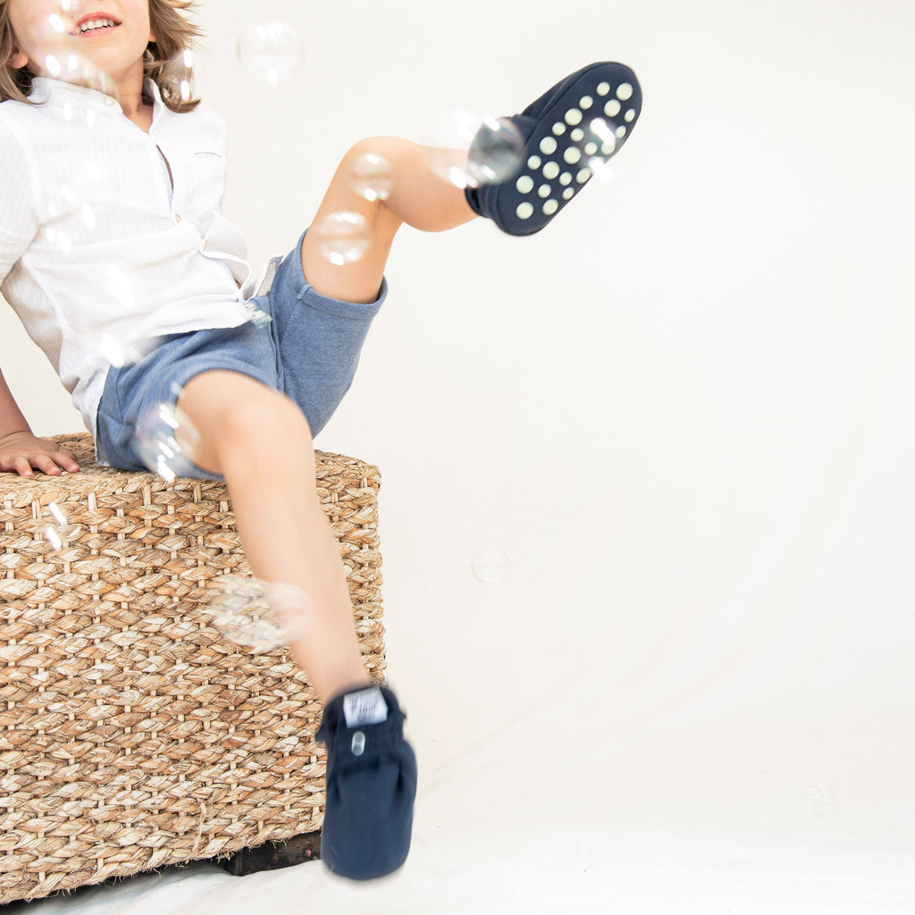 Zapatos Bebé Algodón Azul Gripper
