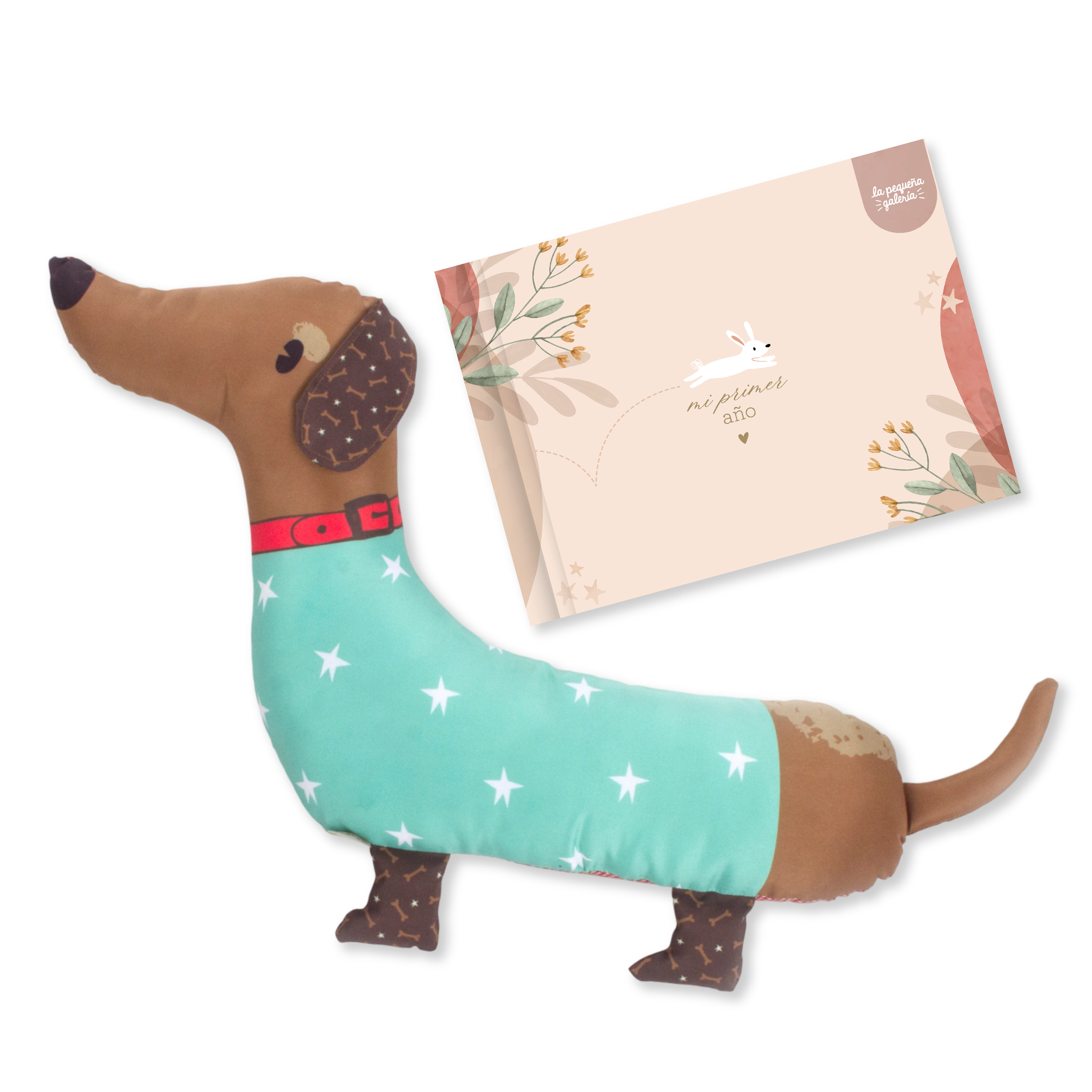 Combo Álbum Bienvenida al mundo + Cojín Perro Salchicha