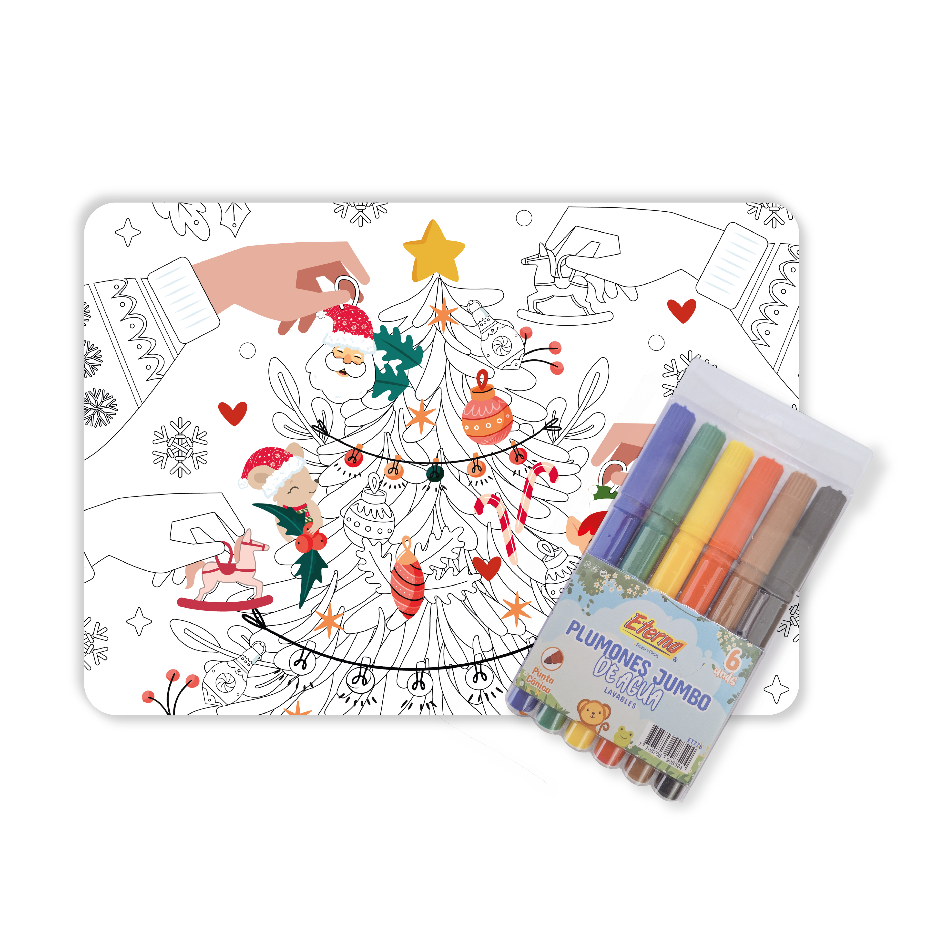 Kit Individual para colorear Árbol Navideño + marcadores