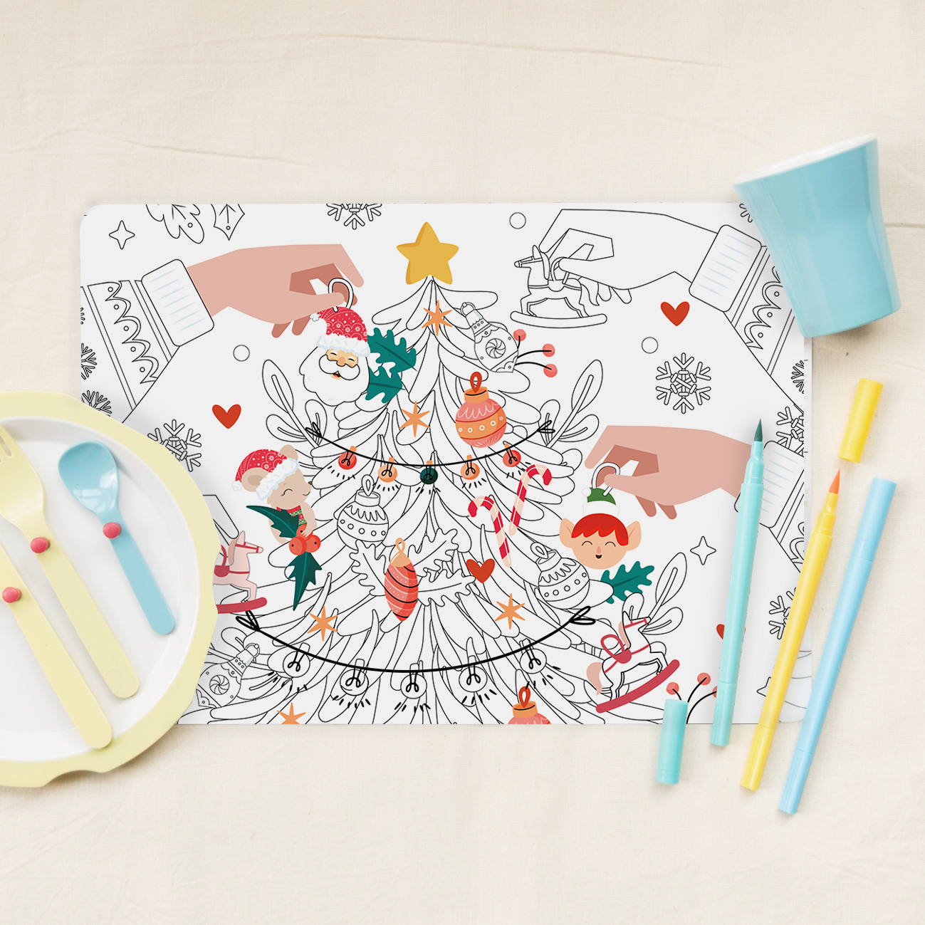 Kit Individual para colorear Árbol Navideño + marcadores