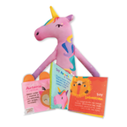 Combo libro de tela + peluche Unicornio Arcoiris