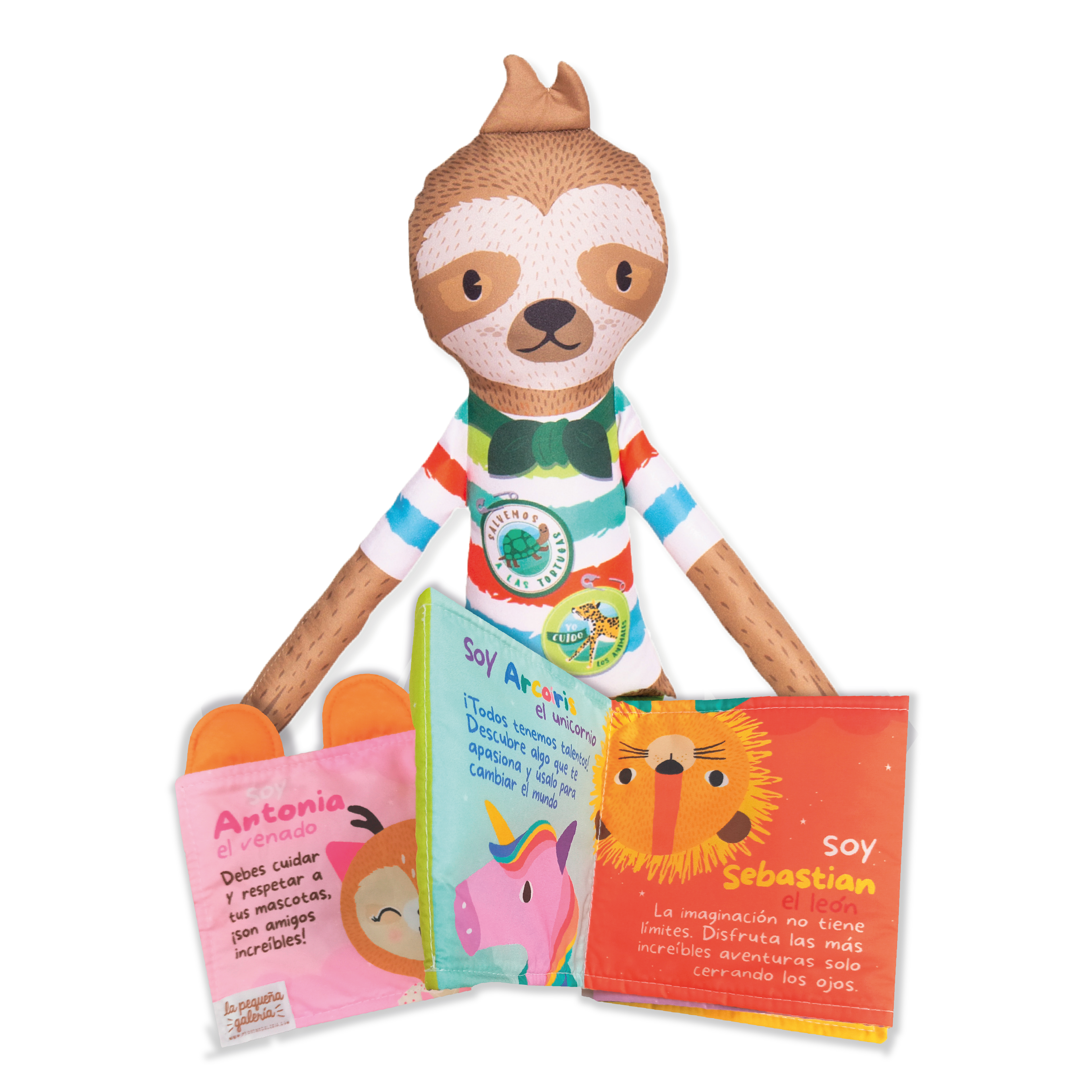 Combo libro de tela + peluche Oso Perezoso Lorenzo