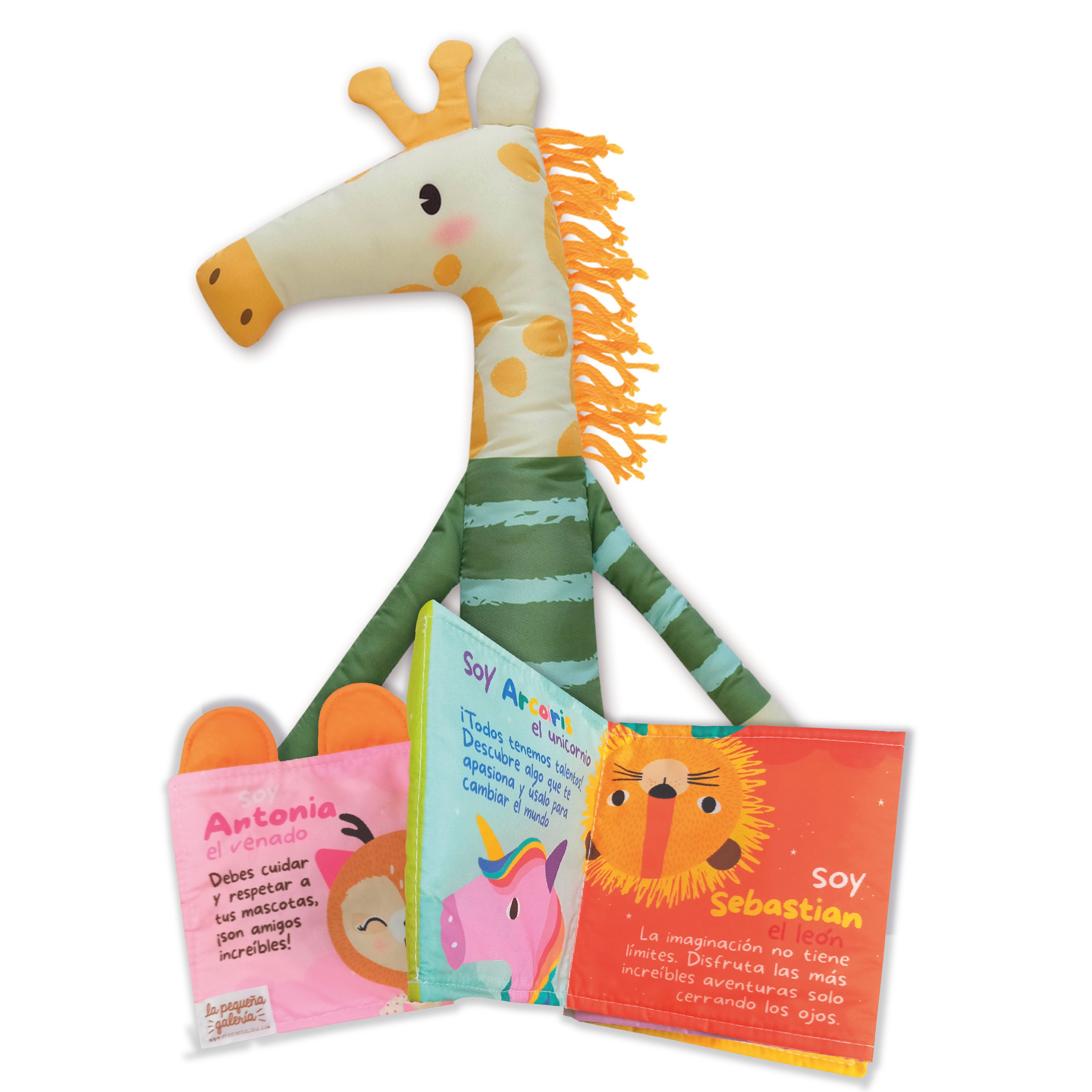 Combo libro de tela + peluche Jirafa Julia