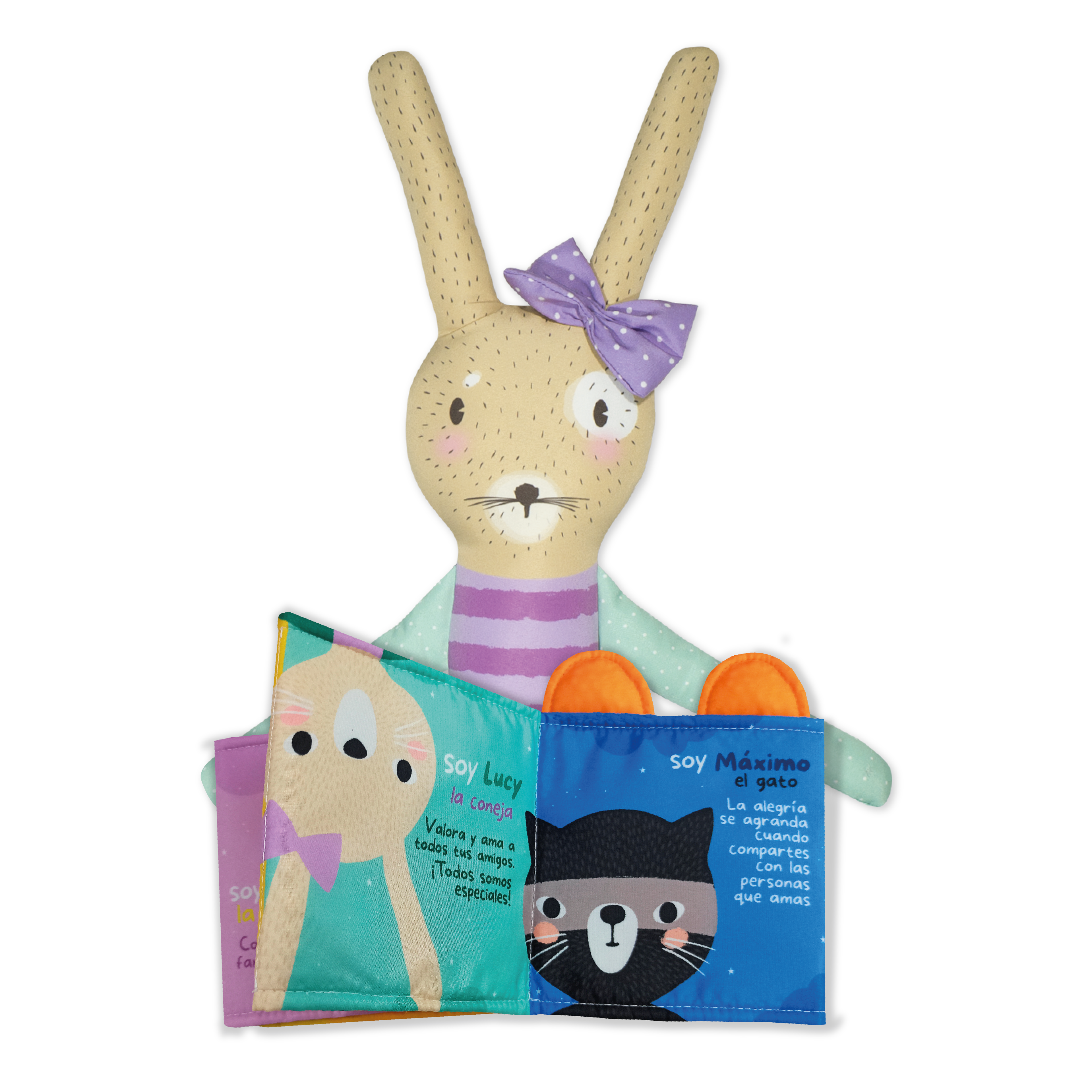 Combo libro de tela + peluche conejita lucy