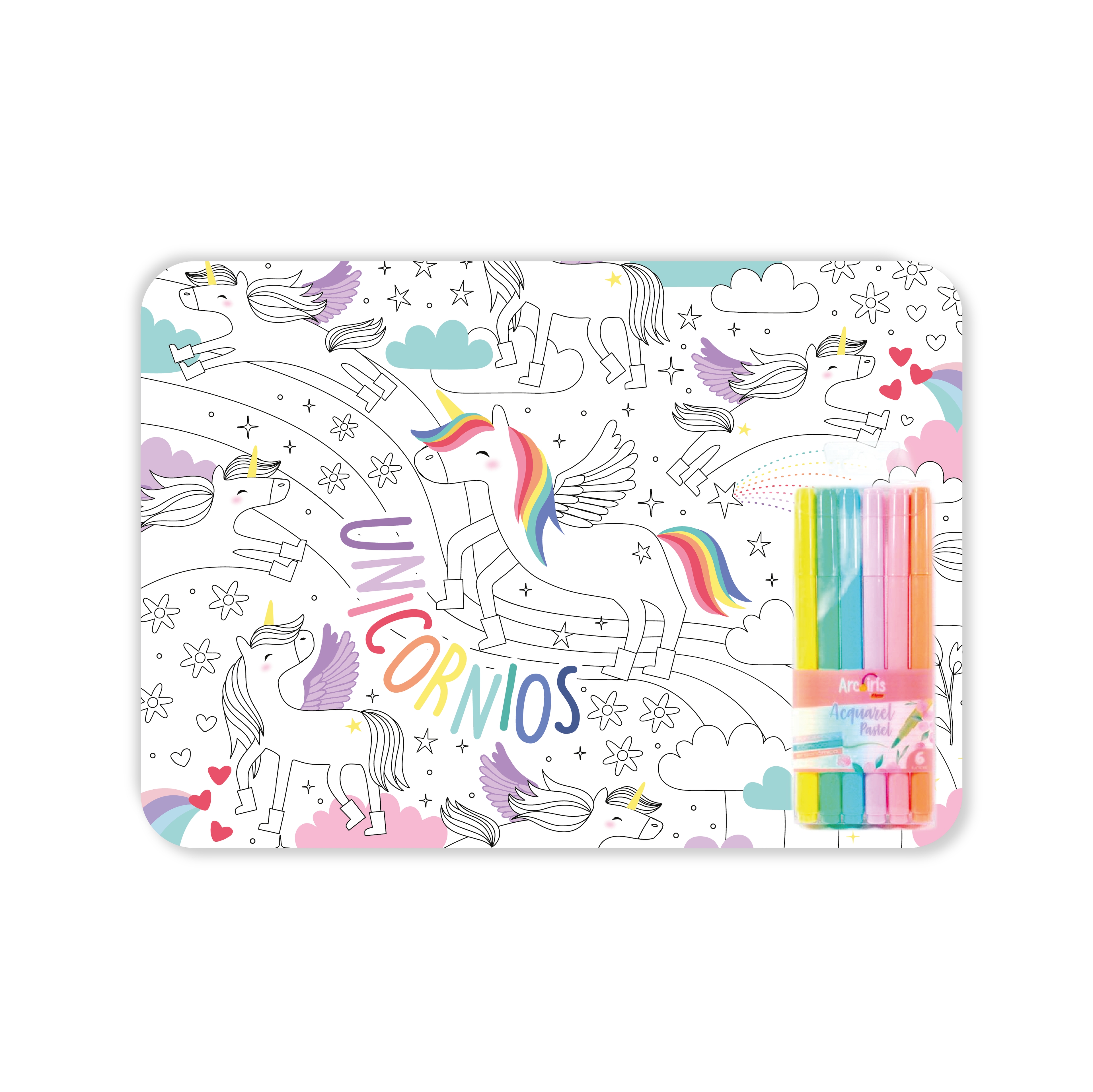 Kit Individual Para Colorear Unicornio + Marcadores